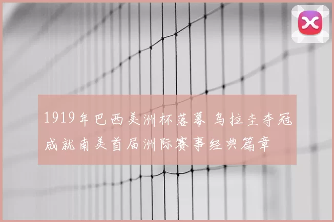 1919年巴西美洲杯落幕 乌拉圭夺冠成就南美首届洲际赛事经典篇章